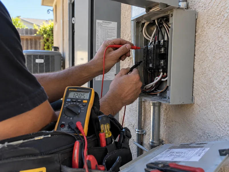 Electrician diagnosing a circuit problem